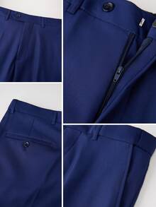 Men's 2-Piece Double-Breasted Suit Set With Peak Lapel, Slim Fit Blazer And Trousers For Formal Occasions - Màu xanh hải quân - Xem 5