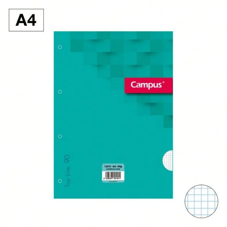 campus Quaderni - 100 + 20 fogli griglia turchese da 4 mm - Visualizzare 1