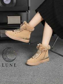 Autumn/Winter Fashion Casual Platform Snow Boots With Fur Ankle Boots - Khaki - View 2