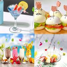 100 szt. patyczków owocowych, patyczki bambusowe, patyczki kwiatowe, widelce do owoców, kreatywne wykałaczki artystyczne, dekoracyjne patyczki bambusowe, widelce do burgerów, odpowiednie do dekoracji napojów i widelców deserowych, kuchnia, prezent świąteczny