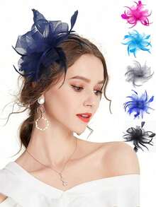 Diademas con plumas y flores, accesorios para el cabello para fiestas, reuniones, fiestas de té, banquetes de boda, Año Nuevo retro