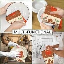 2/4 pièces Serviettes à vaisselle imprimées avec éléments de Noël, convenant comme cadeaux de Noël, décorations de Noël, serviettes microfibre modernes super absorbantes pour la cuisine, la cuisson, la vaisselle, le nettoyage, les serviettes de toilette, les torchons à thé, douces et très absorbantes, décoration de cuisine, cadeaux pour les voisins, les mères, les anniversaires, les pendaisons de crémaillère pour les amis, les essentiels de cuisine, les nécessités quotidiennes