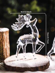 1pc Acrylic Reindeer Figurine, Christmas Desktop Decor, Creates Wintery Wonderland Atmosphere, Suitable For Living Room, Bedroom, Fireplace Mantel And Other Central Decoration For American Holiday Party - Multicolor - View 10