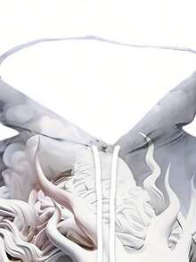 [2-Piece Set] Men's Casual Sports Hooded Sweatshirt, Long-Sleeved Hooded Sweatshirt With Drawstring Trousers, White Dragon Pattern Print Design, Regular Fit, Knit Fabric, 100% Polyester, Bold And Mysterious, Streetwear, Suitable For Various Scenes Such As Outdoor, Daily Life, And Party - 白色 - 查看 4