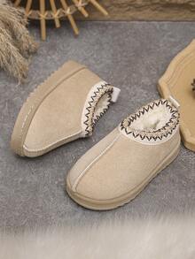 幼儿简单色块保暖内衬雪地靴，舒适又温暖