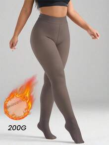 Women's Gray Thickened Fleece Pantyhose For Fall/Winter, Plus Size Perfect For Autumn And Winter Loungewear, Office Wear, Or Layering Over Socks.