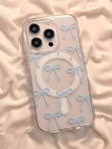 Bowknot Skin-Friendly Magnetic Phone Case Compatible With IPhone 17 Pro Max, 16/15/14/13/12/11, S25U, S24U, S23U, A16, A15, A35, A36 Protective Cover - Blue - View 1