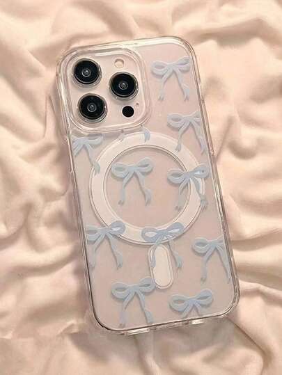 蝴蝶结亲肤磁性手机壳适用于 17 Pro Max、16/15/14/13/12/11、S25U、S24U、S23U、A16、A15、A35、A36 保护套