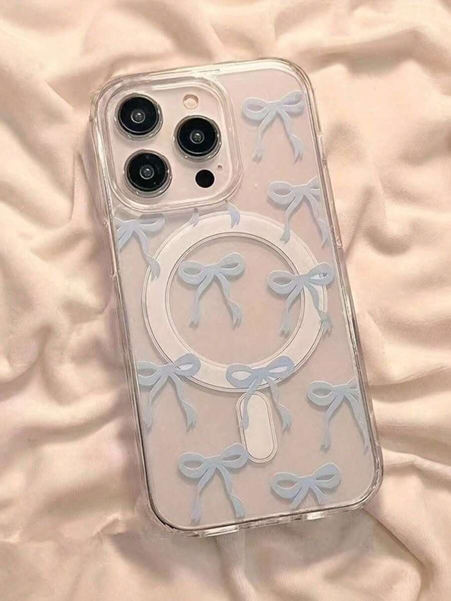 Bowknot Skin-Friendly Magnetic Phone Case Compatible With IPhone 17 Pro Max, 16/15/14/13/12/11, S25U, S24U, S23U, A16, A15, A35, A36 Protective Cover - Blue - View 1