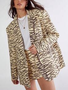 Women's Fashion Zebra Print Blazer - Leopard - View 3