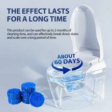 JUE FISH Toilet Cleaning Tablets / Toilet Blue Bubble Powerful Cleaning Tablets, Household Toilet Cleaner To Remove Stains, Odor And Grease, Fresh Scent - Suitable For Toilet Deodorizing And Cleaning, Keeps Bathroom Hygiene! Take One Cleaning Tablet, Put It In The Toilet Tank, The Cleaning Agent Will Slowly Dissolve In The Tank, And Flush The Toilet To Clean. It Can Also Clean The Toilet. Household Toilet Cleaner To Remove Limescale, Odor And Stains, Fresh Scent