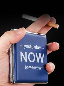 1pc Letter Printed Leather Cigarette Case, Holds 20 Cigarettes, Crush-Resistant, Portable, Moisture-Proof Alloy Leather Cigarette Box, Personalized Cigarette Holder For Men