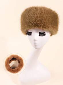 1pc Autumn And Winter Furry No Hollow Top Hat Hair Accessories Loop Fur Thickened Imitation Fox Fur Hat Loop Warm Fake Hair With Hat For Women, Plush Headband, Hollow Top Hat, Warm Fall Hair Band For Vacation Outfits Woman Women Bandanas Winter Plush Head Scarf - Multicolor - View 7