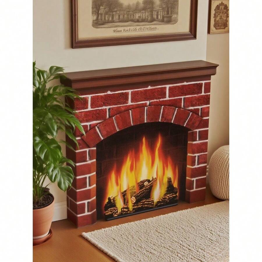 Fireplace Standup Prop, 32x27x12.4 Inch Crackling Fire Photo Accessory ...