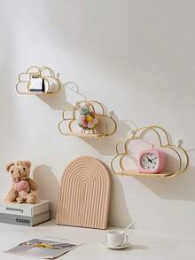 1pc Modern European Style Iron Wall Mounted Shelf - Fashionable Geometric Design, Suitable For Home And Office Decor And Storage