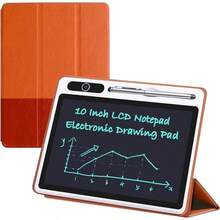 tablet de escritura LCD de 10 pulgadas con cubierta protectora de poliuretano, cuaderno de escritura electrónica, tablero de dibujo borrable para adultos en casa, oficina o trabajo (café) - Marrón - Ver 8