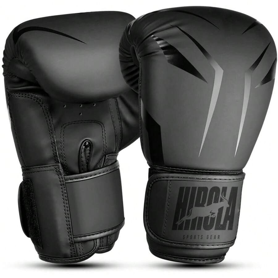 Guantes de Boxeo, Guantes de Artes Marciales Mixtas, Guantes de Boxeo Unisex, Guantes de Entrenamiento de Boxeo, Guantes de Sanda, Guantes de Sparring, Guantes de Muay Thai - Negro - Ver 1