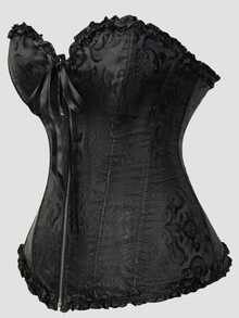 Corset, Classic Corset, Women's Corset, Palace Style, Front Zipper Design, Tummy Control Waist, Suitable For Weddings, Parties, Halloween Dances - Black - View 2