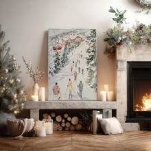 1 pezzo, Quadro su tela, Decorazione da parete incorniciata, Stampa sci invernale, Quadro ad acquerello, Decorazione per la casa in stile vintage, Arte in stile cottage, Dipinto di rifugio da sci, Decorazione scena invernale con neve, Decorazioni natalizie eleganti per la casa, Ornamenti natalizi, Decorazioni natalizie - Multicolore - Visualizzare 10