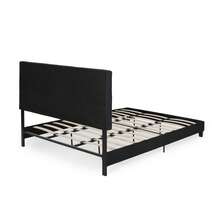 KING SIZE UPHOLSTERED PLATFORM BED FRAME WITH MODERN TUFTED WAFFLE STITCHING, EASY ASSEMBLY, CHARCOAL GRAY