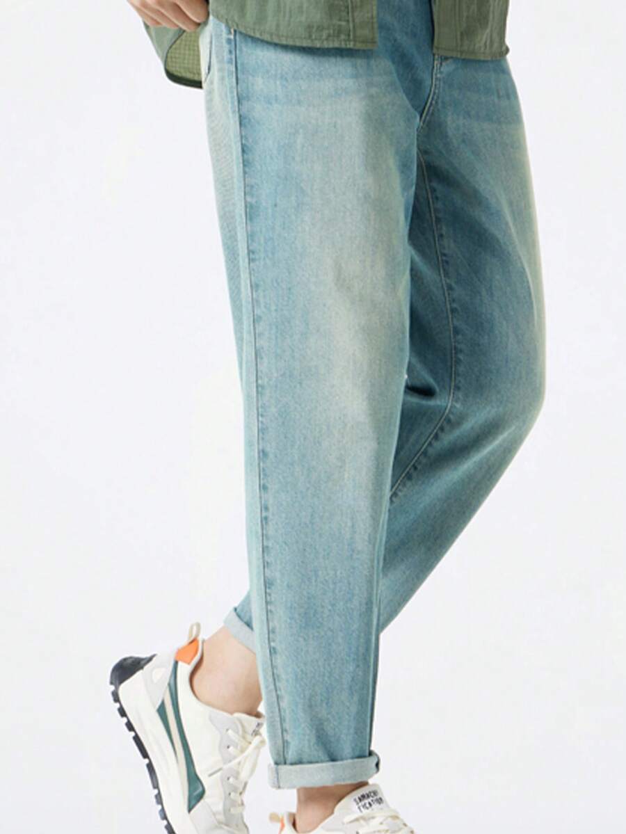 CAMEL CROWN Men's Tapered Jeans New Spring And Summer Washed Retro Cotton Breathable Casual Trousers - Nostalgic Blue - View 1