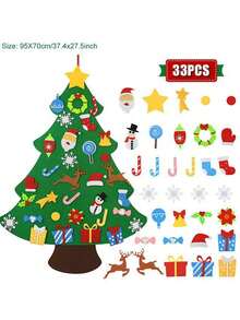 1 件，毛毡圣诞树套装，带装饰品和雪人降临节日历，适用于家庭壁挂毛毡圣诞工艺套件，圣诞节装饰派对用品礼物 - 彩色 - 查看 12