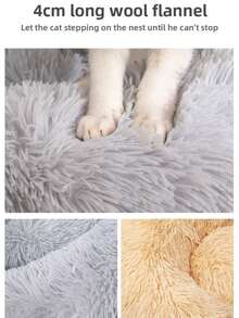 1 szt. pluszowe okrągłe legowisko dla zwierząt, ciepłe i oddychające, odpowiednie dla kotów i małych psów, jednokolorowe legowisko dla małego psa, legowisko dla kota Pet Nest/długie pluszowe, ciemnoszare, nierozbieralne, miękkie i wygodne, nadające się do prania w pralce, legowisko dla zwierząt dla kotów i psów, do codziennego użytku w domu i w podróży