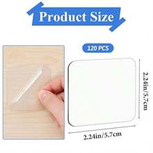 10-50 piezas (2.36 pulgadas/6 cm) Cinta adhesiva transparente cuadrada de doble cara, cinta adhesiva transparente desmontable de uso pesado para colgar en la pared