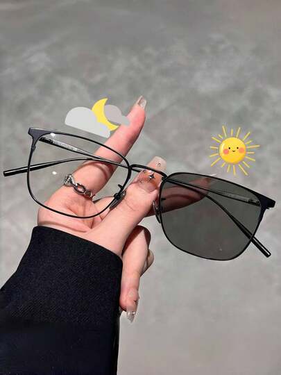 1 副复古方形简约时尚百搭透明镜片眼镜，艺术优雅男女通用，耐用镜框，超轻眼镜非常适合工作和日常使用，耐用街头风格别致高端免妆装饰眼镜