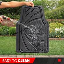 FlexTough Performance All Weather Rubber Car Floor Mats - 3 Piece Floor Mats Automotive Liners Truck SUV, Heavy - Duty Waterproof Black - 純黑色+墊子 - 查看 5