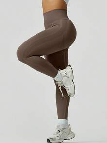 NcmRyu 1 Stück Damen nahtlose gerippte elastische Taille Bauchkontrolle Hohe Taille Po-Lifting Jogginghose Leggings