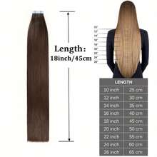 16"-24" Brown Tape In 100% Human Hair Extensions For Women, 50g, 20Pcs/Pack, Straight Seamless Skin Weft Remy Human Tape In Hair Extensions Dark Brown 2#, Human Hair Extensions For Trending Colour-Matching Halloween Costumes Looks, Bridal Hairstyle, Spooky Gothic Look - Dark Brown - View 8