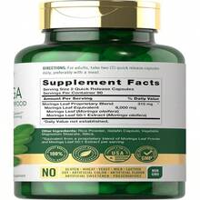 Carlyle Moringa Oleifera | 180 Capsules | Non-GMO And Gluten Free Supplement | Complete Green Superfood | From Moringa Leaf Powder - 白色的 - 查看 2