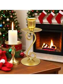 1 Elegant Metal Candle Holder, Wedding Table Fireplace Candle Holder, Fireplace Party Room Decoration, Christmas Table Decoration, Christmas Home Decoration (Candles Not Included)