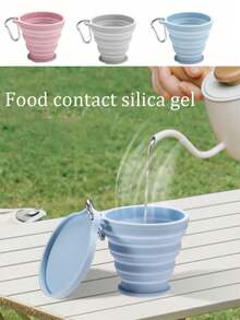 Joivida 1pc Collapsible Water Cup Portable Mother And Baby Silicone High Temperature Resistant Cup Extendable Compression Mini Travel Cup - Multicolor - View 5