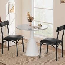 Juego de 2 taburetes de bar tapizados con respaldo y reposapiés para cocina, sillas de bar para isla, fácil montaje, color negro - Negro 2 - Ver 7