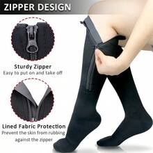 2 Pairs Zipper Compression Socks, 15-20mmHg Closed Toe Compression Knee High Socks, Unisex