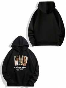 Customized Graphic & Text Printed Hoodie Sweatshirt For Men, Upload Your Photo/Friend/Loved One/Pet, Personalized Birthday/Valentine's Day/Father's Day/Party Anniversary/Birthday Gift, Upload Interesting Phrases, Fall/Winter