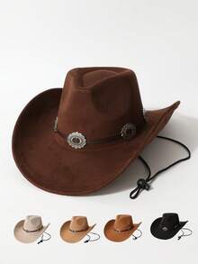 1 Peça Corrente Decorativa de Cintura de Moda Feminina, Chapéu de Cowboy de Alta Qualidade, Estilo Ocidental Europeu e Americano, Chapéu Fedora Minimalista da Moda, Unissex, Adequado para Uso Diário, Festas, Eventos de Temática Ocidental, Reuniões, Cosplay, Cerimônias de Formatura, Bailes de Máscaras, Festivais, Comemorações de Aniversário, Festivais de Música, Caminhadas - cartola - Visão 7