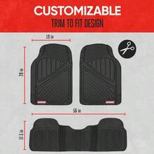 FlexTough Performance All Weather Rubber Car Floor Mats - 3 Piece Floor Mats Automotive Liners Truck SUV, Heavy - Duty Waterproof Black - 黑色+墊子 - 查看 4