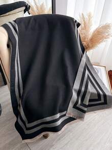 1 pièce Écharpe jacquard épaisse et chaude minimaliste pour l'automne/hiver, étole réversible élégante bicolore pour femmes