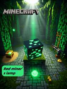 Minecraft 1pc Commemorative Edition Series Minecraft Pixel Ore Night Light - Blue/Green/Red/Yellow Style, Soft Silicone, Brightness Adjustable, USB Rechargeable, Suitable For Bedroom Decoration And Relaxation, Perfect For Sleep/Christmas And Birthday Gifts, Suitable For Teens And Adults, Themed Parties