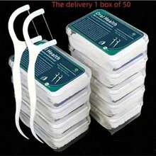 50pcs Polyester Dental Floss Picks, Portable Deep Cleaning Oral Care, 3.03-Inch Long Flossers, Travel & Daily Use Essentials