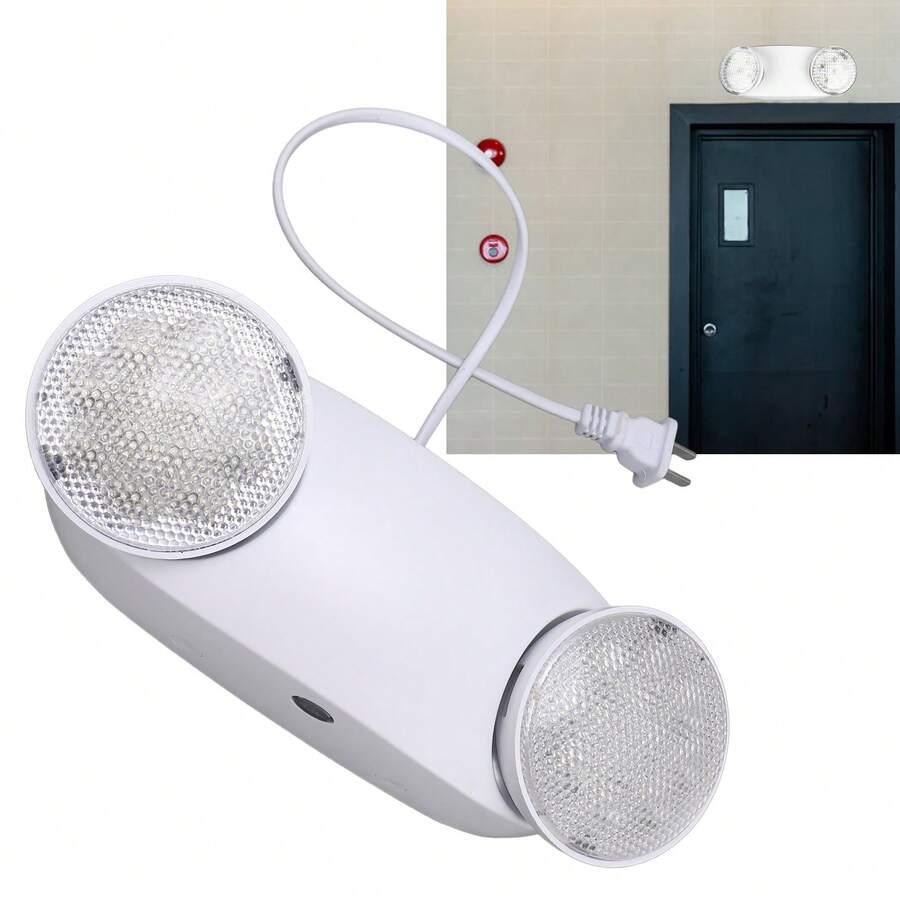 Adjustable Double-Ended LED Emergency Lighting Lamps, With Spare Battery - White - View 1