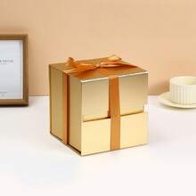 1 件方形丝带礼盒，带蝴蝶结的折叠礼盒，生日礼物，化妆品礼盒，节日礼物包装盒 - 彩色 - 查看 30