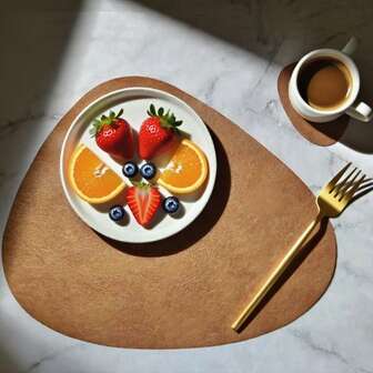 4/8/10/12pcs Faux Leather Triangle Coasters Set, Faux Leather Placemats, Leather Grain Coasters, Heat Resistant Placemats, Easy To Clean Placemats, Dining Table Mats, Suitable For Daily Use, Holidays, Weddings, Parties, Brown/Light Grey