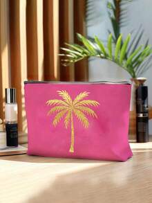 Sac cosmétique de la Fête nationale saoudienne avec palmier en feuille d'or - 7 couleurs au choix, pochette de maquillage thématique de la fête du Moyen-Orient, sac cosmétique pour le rangement de petits articles, sac de rangement, sac de rangement de maquillage, pochette, porte-monnaie, sac de rangement pliable léger, parfait pour les célébrations de la Fête nationale saoudienne, les événements culturels et les cadeaux, idéal pour les passionnés saoudiens, les amateurs de festivals et les voyageurs, cadeaux de la Fête nationale saoudienne