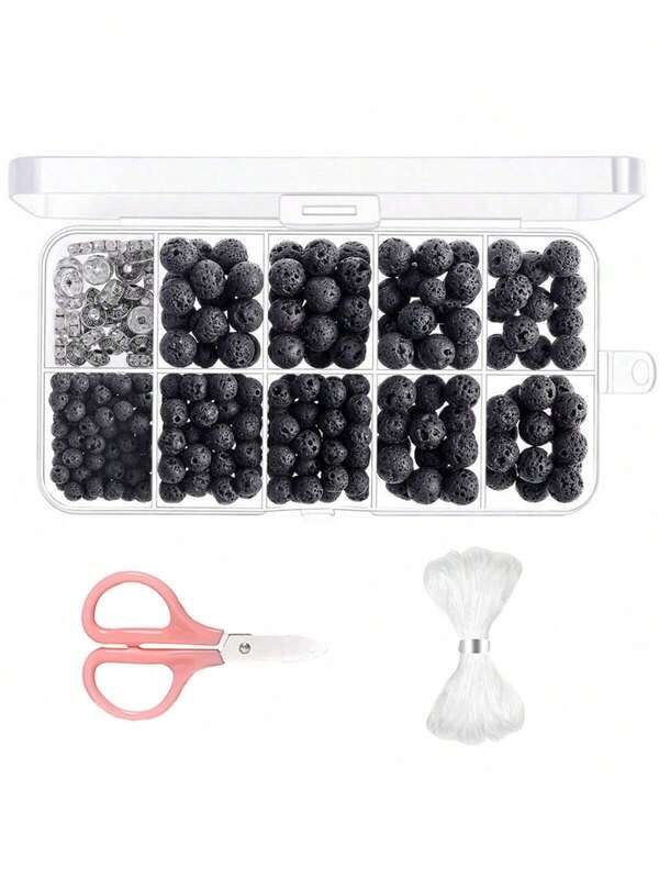 250+ piezas de cuentas de piedra de lava con cuentas de chakra para hacer aceites esenciales y joyería