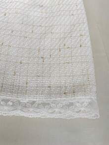 Tweed Small Fragrance High Waist Slimming Lace Patchwork Hip Short Skirt Autumn And Winter - White - View 9