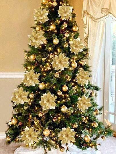 20/10/1pc 圣诞树装饰人造花、可爱人造花圣诞树装饰、圣诞花、一品红圣诞树装饰、闪光人造圣诞花人造花、家居装饰、万圣节礼品装饰、家居装饰、礼品包装节日派对装饰、圣诞节、假期、季节、婚礼圣诞树装饰、闪闪发光的冬季灌木装饰、圣诞树。